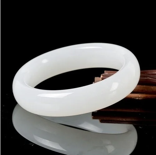Men Accessories Wrist - Echte Natürliche Weiße Jade Armreif Armband