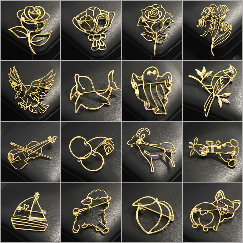 Men Accessories Bouquet - Minimalistische Ausgehöhlte Broschen für Damen und