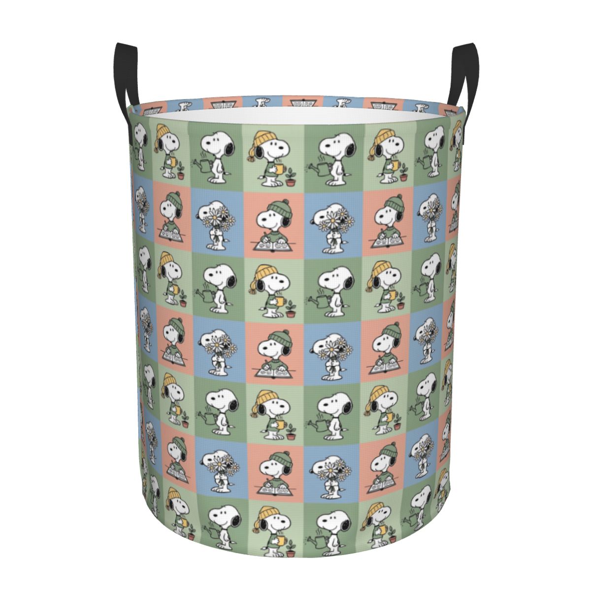 Men Accessories Hamper - S-Snoopy Wäschekorb mit Karomuster, großer Aufbewahrungskorb,