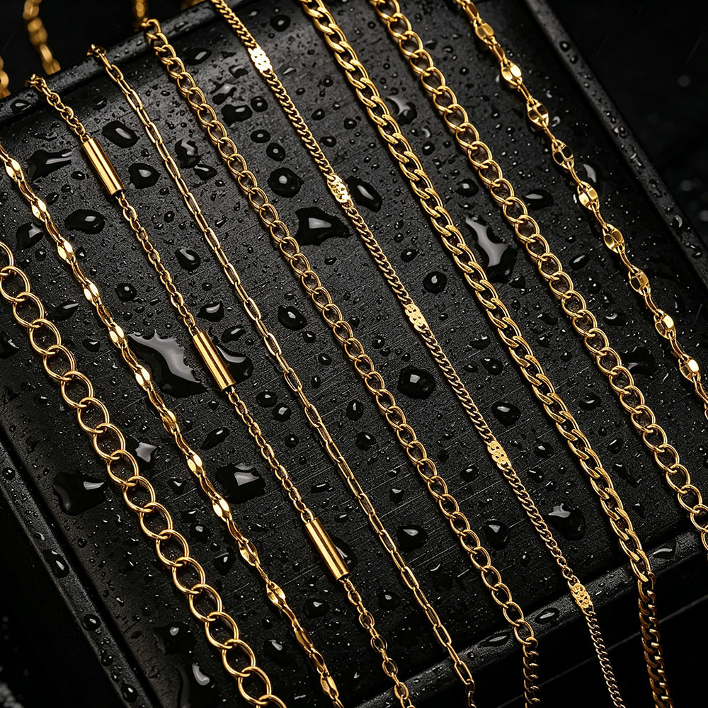 Men Accessories Wrist - 2 Meter Edelstahl-Lippenketten, lange Kreuzketten für