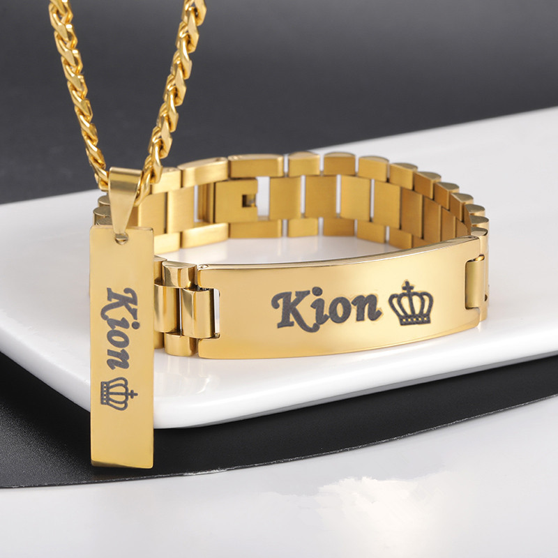 Men Accessories Wrist - Benutzerdefinierte Männer Name Halskette Big Bangle