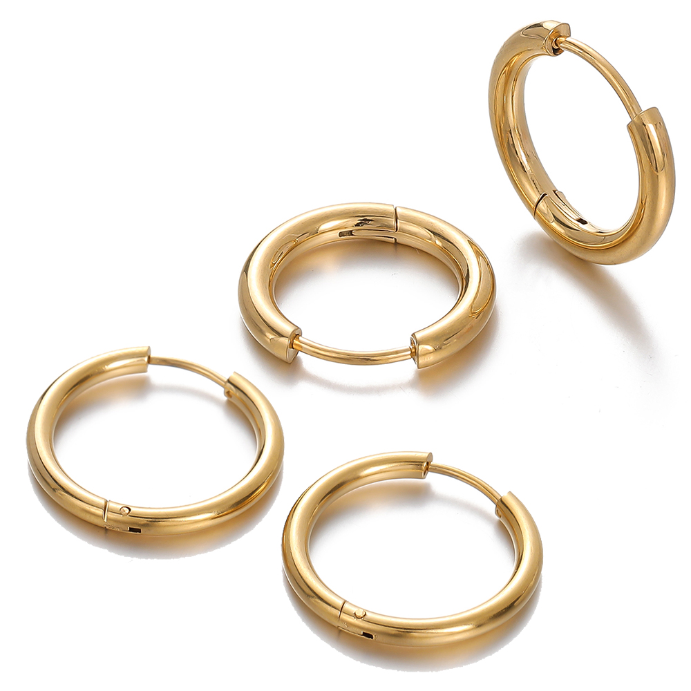 Men Accessories Earrings - 2 Stück 8/10/12/14/16/18 mm Edelstahl-Creolen für