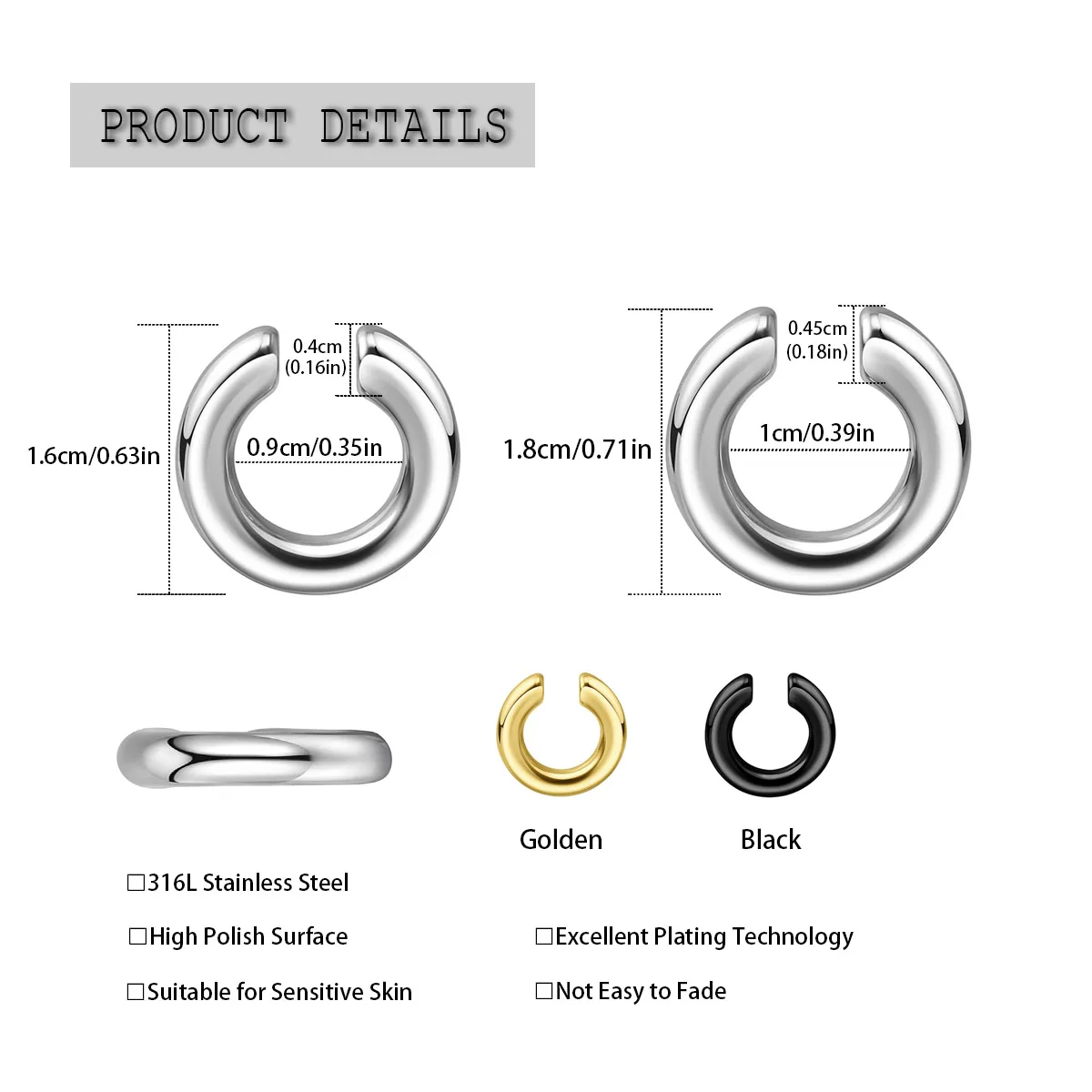 1 Stück Übertriebener C-förmig – Men Accessories Earrings Bewertung und Preis